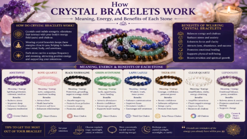 How Crystal Bracelets Work_ Meaning, Energy, and Benefits of Each Stone