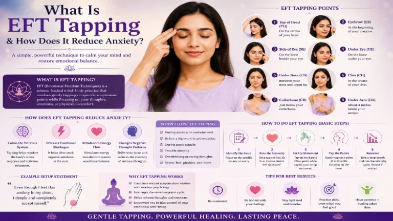 Learn what EFT tapping is and how it helps reduce anxiety naturally. Discover emotional freedom techniques for stress relief and emotional balance.