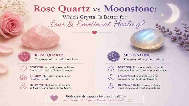 Rose Quartz vs Moonstone: Which Crystal Is Better for Love & Emotional Healing?