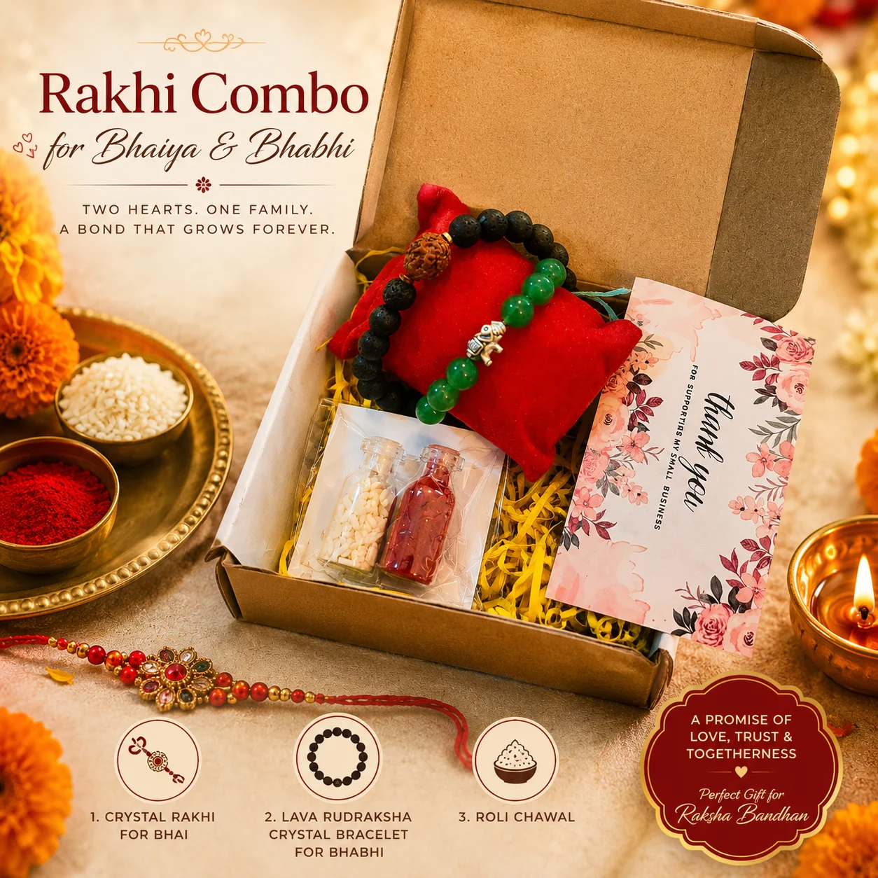 Rakhi combo for Bhaiya and Bhabhi Rakhi combo for Bhaiya and Bhabhi