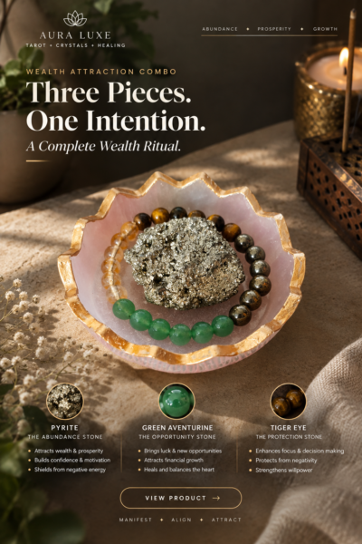 529b086e-9b6f-4818-b378-509f6989ab1e Wealth Attraction Combo | Money Magnet Crystal Bracelet, Pyrite Rock & Selenite Tray