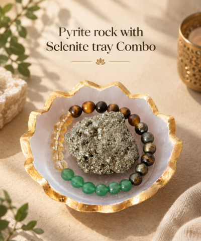 8e7309d0-9e83-4a32-b074-3f5239564990 Wealth Attraction Combo | Money Magnet Crystal Bracelet, Pyrite Rock & Selenite Tray