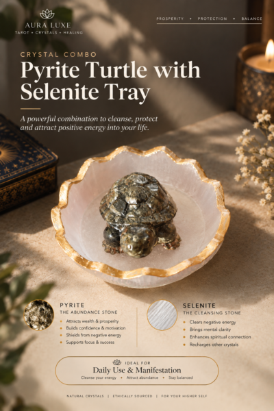 Pyrite Turtle + Selenite Tray Combo