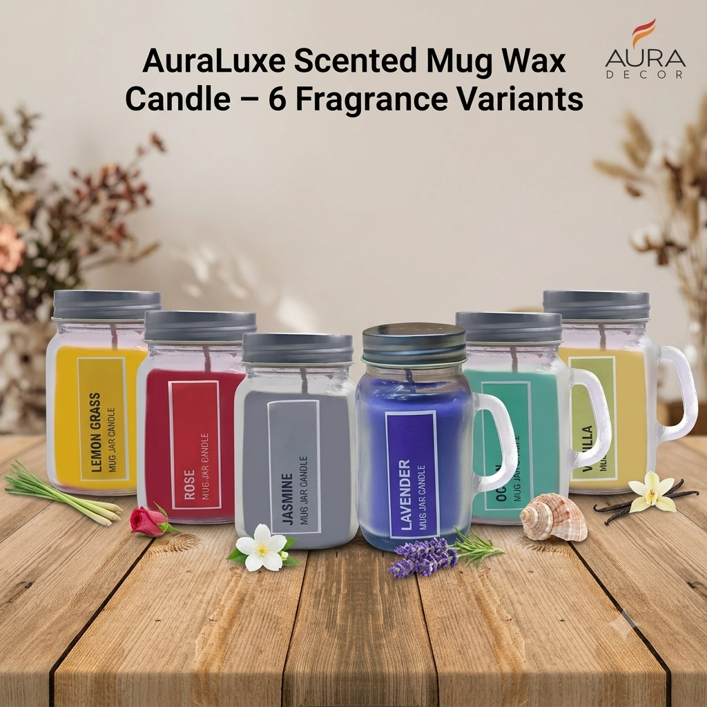 1791797969654 AuraLuxe Scented Mug Wax Candle – 6 Fragrance Variants