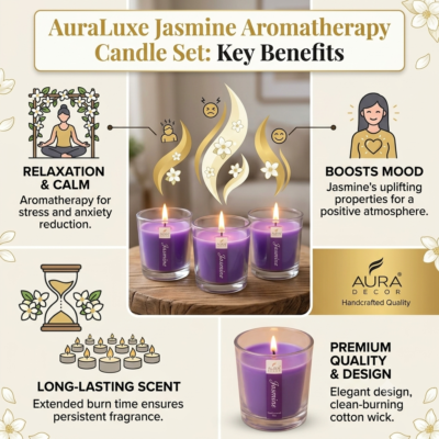 1791800179781 AuraLuxe Jasmine Aromatherapy Pillar Candles