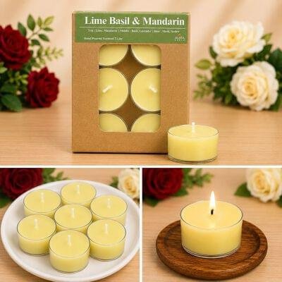 AuraLuxe Flower Indi Tea Light Candles – 6 Fragrance Variants