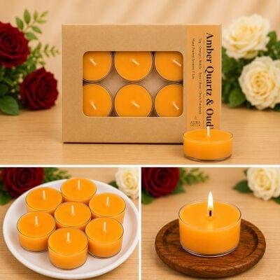 -P00Y1uRUELc9BSFV9jQ AuraLuxe Flower Indi Tea Light Candles – 6 Fragrance Variants