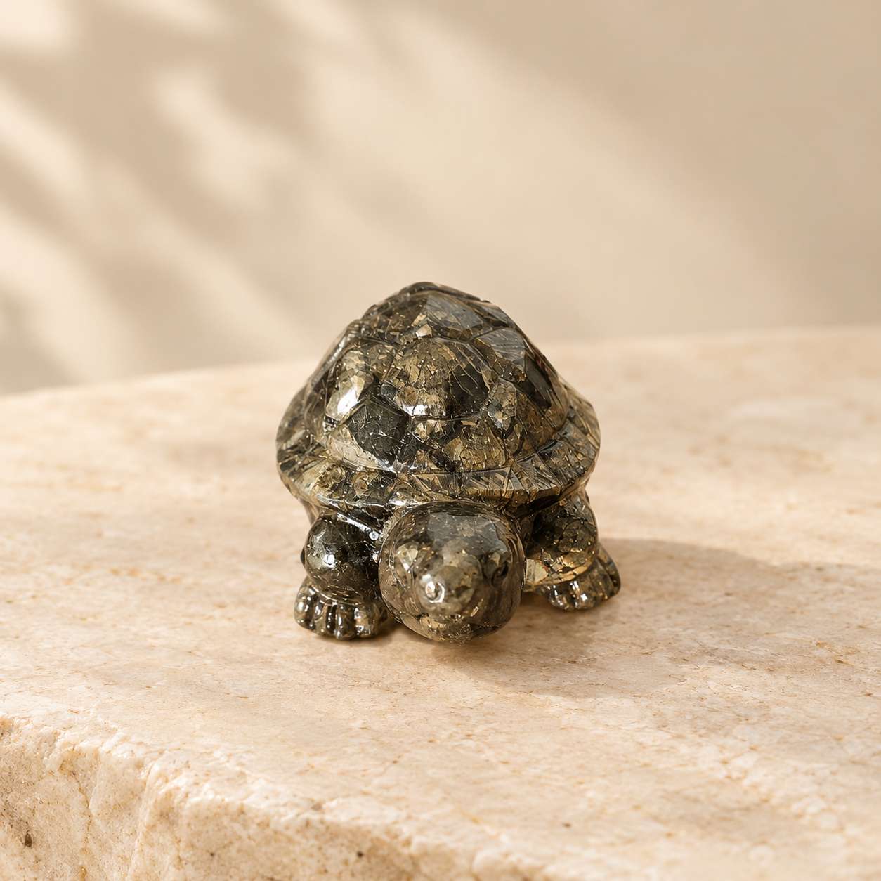 AuraLuxe Pyrite Tortoise Crystal Figurine