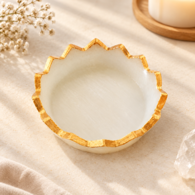 AuraLuxe Selenite Decorative Tray