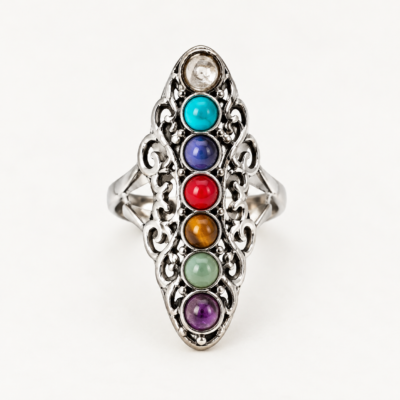 7 Chakra Crystal Embedded Ring